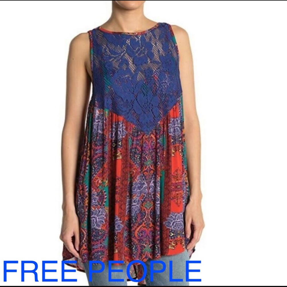 *NEW* FREE PEOPLE Count Me InTrapeze Hot Red Combo